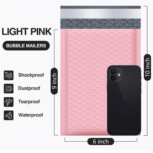 💓10 pack Bubble Envelope 6 x 9 inch Light pink - Picture 2 of 5